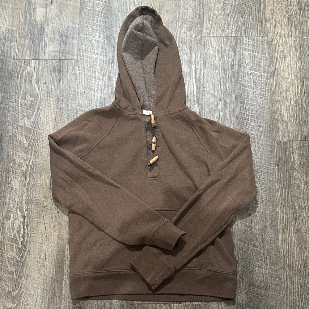 J. Crew Brown Hoodie with Wooden Toggles
